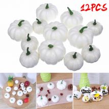 Mini citrouilles blanches artificielles 12 pièces | Décor d'halloween, petite citrouille pour la récolte, décoration de la maison d'halloween en automne pour Thanksgiving