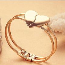 Bracelet à breloques en forme de cœur pour femmes, couleur or, à la ,