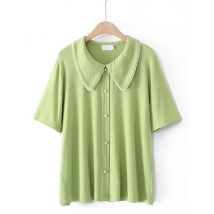 Vêtements de grande taille pour les femmes en été Porter un t-shirt à manches courtes en coton élastique T-shirt en tricot de coton T-shirt de grande taille pour une femme aux gros seins