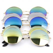 Lunettes de soleil rondes pour femmes et hommes, petite monture classique, de styliste, en alliage, miroir, Vintage