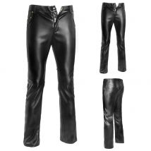Boîte de nuit moto motard hommes Faux cuir extensible crayon pantalon pantalon Long