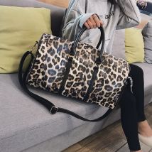 Sac de voyage en cuir PU imprimé léopard pour femmes, fourre-tout de voyage à la , sac de voyage pour femmes, grand sac de week-end