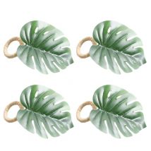 4 pièces boucles de serviette Simulation feuilles vertes fermoirs de serviette anneaux de serviette pour les décorations de Table à manger de fête