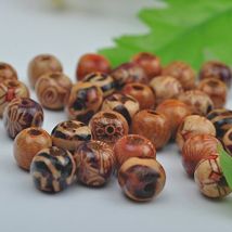 100 pièces rondes perles en bois imprimées, bijoux à bricoler soi-même perles en vrac