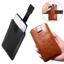 Étui en cuir PU pour téléphone portable, Ultra-mince, simple, universel, sangle de traction, boucle à crochet, pochette, ceinture, housse pour Samsung