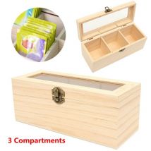 Boîte à thé en bois 3 compartiments | Conteneur de rangement, boîte à bijoux et accessoires