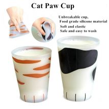 Gobelet Anti-chute pas décoloré | Tasse en Silicone, café à lait, patte de chat, griffe de compagnie imprimée, mignon givré, tasse de petit déjeuner pour les enfants 11OZ & 8OZ
