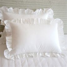1 pièces blanc taie d'oreiller princesse européenne oreiller protecteur solide coton plissé couvre-lit oreiller 48*74cm