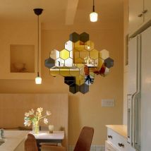 12 pièces miroir hexagone vinyle amovible autocollant mural décalcomanie décor à la maison Art bricolage chambre décoration chambre salon décoration