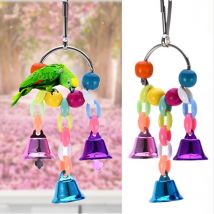 Perroquet jouets oiseau suspendu jouet avec perles colorées cloche chaîne animal de compagnie oiseau perroquet mâcher morsure jouet oiseau Cage accessoires oiseau suspendu jouet