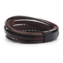 Bracelets en cuir multicouches pour hommes et femmes, en acier inoxydable, bijoux,