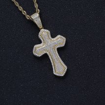 breloques Hip Hop Bling Micro pavé cubique zircone Bling glacé croix pendentifs colliers pour hommes rappeur bijoux