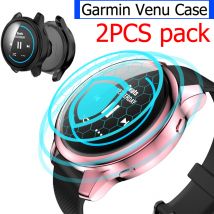 Paquet de 2 pièces couverture complète housses pour en polyuréthane garmin venu boîtier de smartwatch coque de protection cadre extérieur montre intelligente de protection