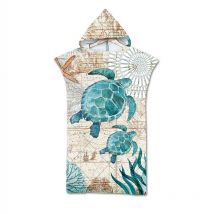 Serviette de plage à capuche rétro océan monde enfants serviette de bain tortue microfibre natation serviette de douche adulte salle de bain serviette ensemble
