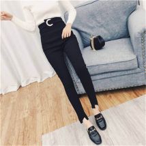 Jean Skinny noir pour femmes, pantalon crayon classique taille bouton, legging Slim, taille haute, élastique pour mamans Vintage,