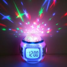 Réveil musique pour chambre de bébé | Étoile de ciel, lampe projecteur, pour chambre à coucher, alarme musicale D12
