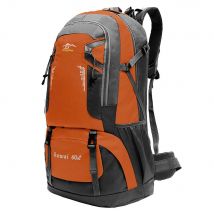 Sac à Dos Orange 60L de Voyage Respirant Ultraléger Résistant a L'Eau Nylon en Bagage pour la Randonnée Camping
