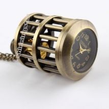 Vintage Retro Leuke Vogelkooi Vogelkooi Zakhorloge Mannen Vrouwen Brons Ketting Hangers Ketting Uur Voor Girl Lady Horloge klok