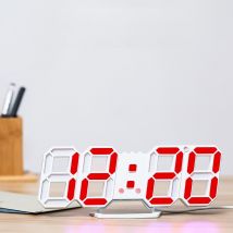 3D lumineux en plastique LED horloge numérique mur bureau horloge réveil temps température calendrier affichage simplicité moderne