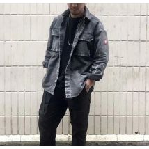 Veste délavée en détresse CAVEMP C.E hommes femmes chemises en Denim de Cavempt chemises en Denim Vintage