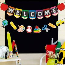 2 pièces bienvenue classe retour à l'école suspendus signe bannière banderoles premier jour de l'école pour la salle de classe décor décorations de fête