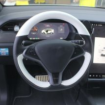Housse de volant de voiture bricolage en cuir blanc noir pour Tesla Model X Model S