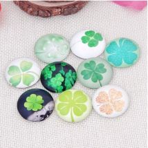 Cabochons de mosaïque en verre demi-rond, motif trèfle, couleur mixte aléatoire, pour pendentif Photo, fabrication de bijoux artisanaux