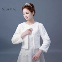SHAMAI fausse fourrure hiver enveloppes de mariée de manches longues fourrure Boleros Cape de mariée nouvelle soirée mariage demoiselles d'honneur veste