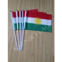 KAFNIK – drapeau à main kurde, 5 pièces, 14x21cm, drapeau National avec poteau pour la décoration publicitaire,