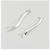 Réel 925 en argent Sterling vague oreille grimpeur boucles d'oreilles Simple chenille boucle d'oreille bijoux Clip sur boucle d'oreille pour femmes filles