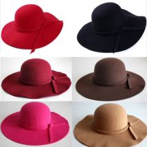 Chapeau en laine feutre à large bord | Vintage dame, chapeau en feutre pour femmes, chapeau melon, Cloche Cloche