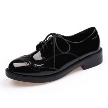Chaussures Oxford en cuir noir verni pour femmes Style britannique bout rond Chaussures plates femmes étudiant fille Chaussures décontractées Chaussures LN16