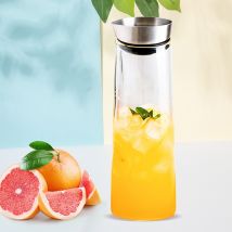 Pichet en verre épais résistant à la chaleur, avec couvercle en acier inoxydable, Carafe pour eau chaude/froide, jus de cuisine, Bar, 1000ml/1500ml