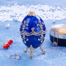 nouvel organisateur de bijoux Faberge oeuf bijoux Vintage stylebibelket boîte (bleu)