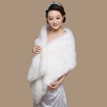fausse fourrure enveloppement grand châle hiver couverture de mariage étole accessoires de mariée femmes fourrure haussement d'épaules veste à la main