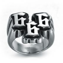 Bague punk en acier inoxydable pour hommes européens et américains, 666, bague en acier au titane, bijoux