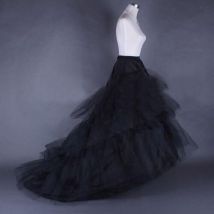Jupon de mariage noir avec 2 cerceaux, sous-jupe Crinoline,