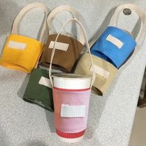 Portable porte-bouteille d'eau sac de transport tasse à café stockage manchon couverture toile impression lait thé ensemble bouteille à boire sangle
