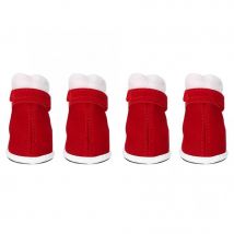 Chaussures de noël antidérapantes en coton 4 pièces | Pour animaux domestiques, chaudes, antidérapantes avec crochet pour chien, bottes de neige imperméables pour chien