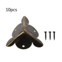 Boîte à bijoux en Bronze Antique, 10 pièces, coffret de vin, caisse en bois, protecteurs d'angle