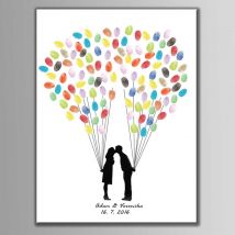 Fête Signature empreinte digitale arbre mariée marié toile peinture à la main anniversaire embrasser Couples Souvenir mariage livre d'or