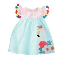 Leuke Peuter Kids Meisjes Flamingo Zomer Casual Cartoon Jurk Sundres Kleding Maat 2-6 T