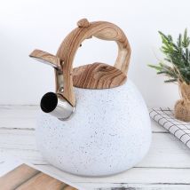 3L grande capacité bouilloire Antique en acier inoxydable bouilloire manche en bois fond plat sifflement bouilloire bouilloire à thé bouillante