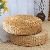 Pouf Tatami coussin de sol | 40x7.5cm, en paille naturelle, tissage rond, coussin de Yoga méditation, tapis rond, pour maison chambre à coucher et chaise