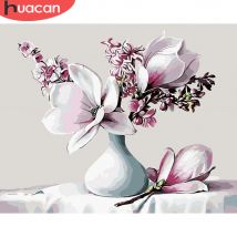HUACAN peinture à l'huile par numéro fleurs dessin toile peint à la main photos par numéros fleur nature morte Kits décoration de la maison