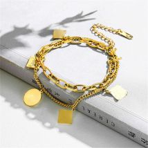 Bracelet fleur étoile à cinq branches creux Non décoloré bijoux de tempérament Simple or Rose 316L titane acier femelle 18K métal