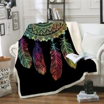 Couverture polaire Sherpa 3D de style bohémien, Mandala, pour le lit et le canapé, couvre-lit Plaid coloré