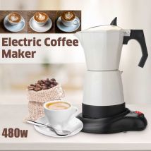 Machine à expresso électrique 480W, 6 tasses, facile à nettoyer, outil de cuisine amovible, cafetière ou expresso, pour la maison et le bureau