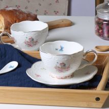 Tasse à thé nordique de luxe de tasse en céramique blanche créative avec cuillère Taza céramica accueil après-midi café tasse à thé MM60BYD