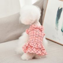 Robe de chien d'été Plaid chiot robes pour animaux de compagnie vêtements pour animaux de compagnie pour petits chiens moyens jupe avec laisse coton vêtements pour animaux de compagnie robe